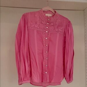 LoveShackFancy pink blouse